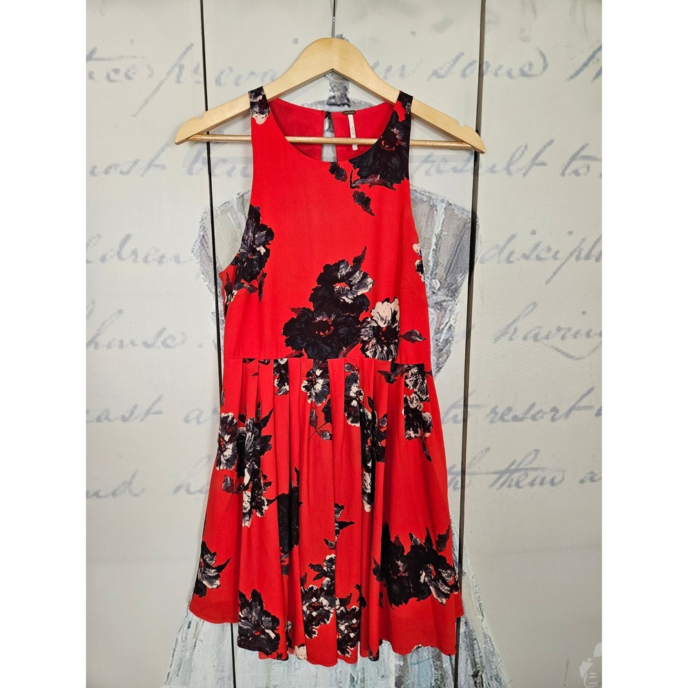 Free People Flutterby Floral Red Dress Size 4 Sleeveless